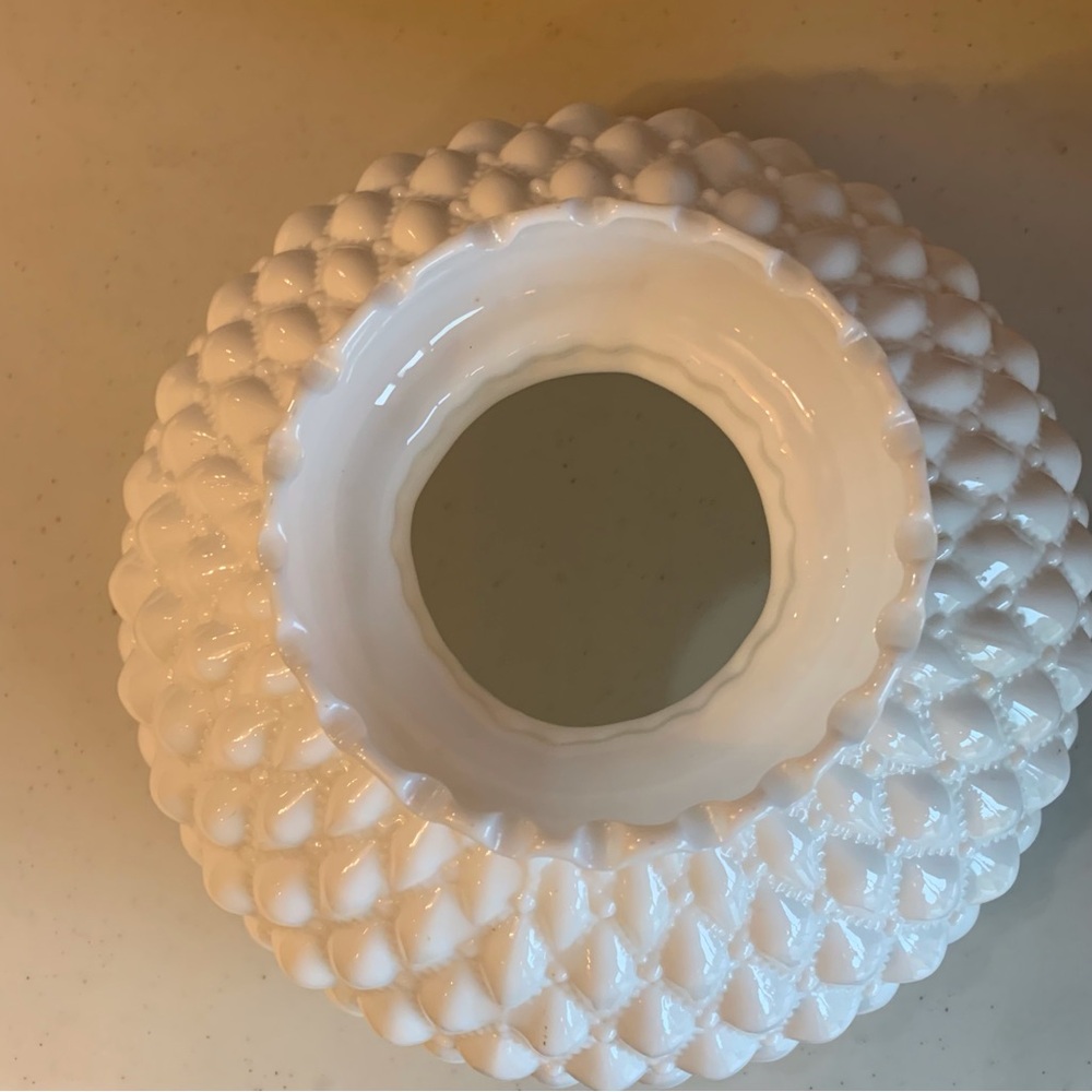 B&P White Diamond Quilt Milk Glass Student Lamp Replacement Shade - Picture 3 of 7